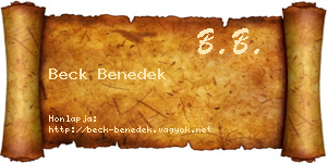 Beck Benedek névjegykártya